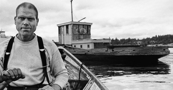 Dave Ullin in a boat in Bainbridge Island